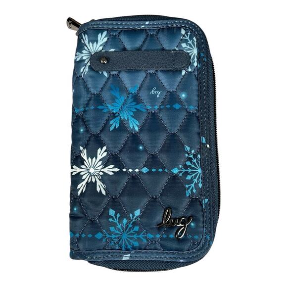 Lug Snowflake Navy Super Tram Zip Wallet RFID Excellent Condition - Picture 1 of 6